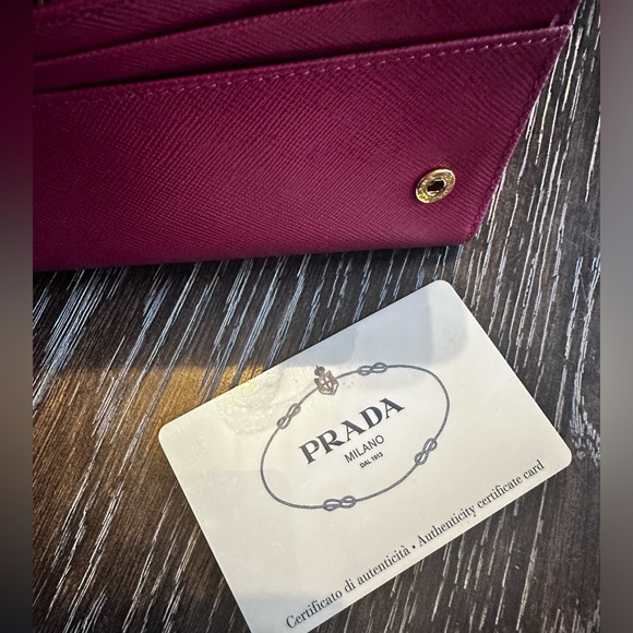Prada Saffiano Leather Wallet in Peonia Raspberry - Picture 10 of 13